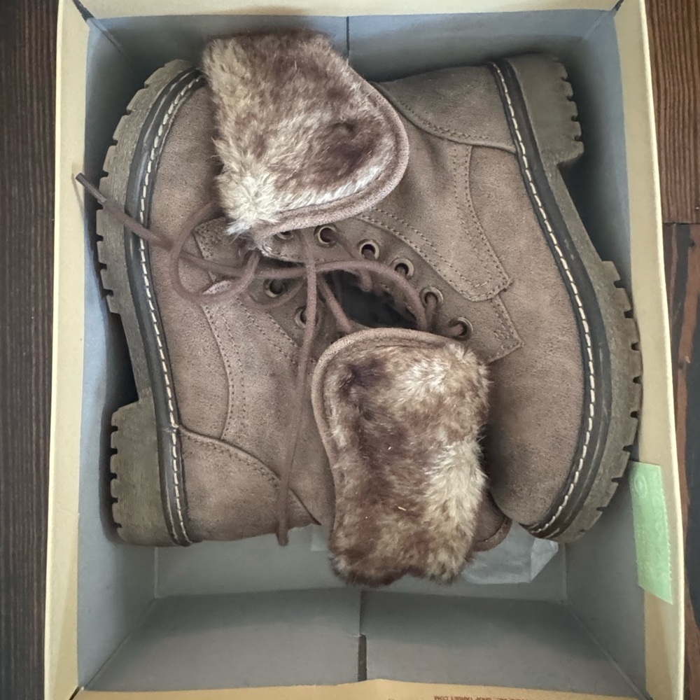 Brown Fur-Lined Ankle Boots